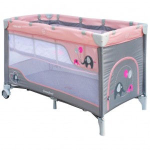 Detská cestovná postieľka Baby Mix Sloníky, pink